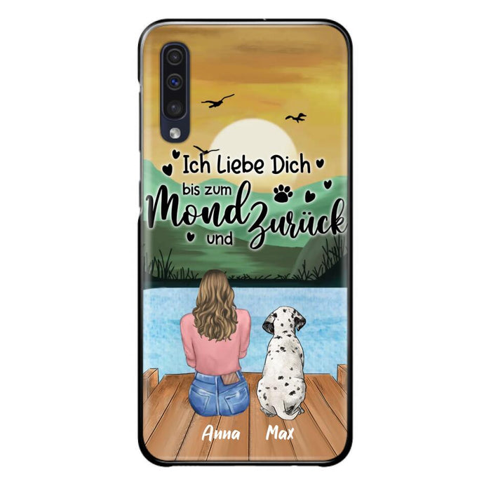 Custom Personalized Dog Mom Phone Case - Gifts For Dog Lover/ Mother's Day With Upto 5 Dogs - Ich Liebe Dich Bis Zum Mond Und Zurück - Case For iPhone And Samsung