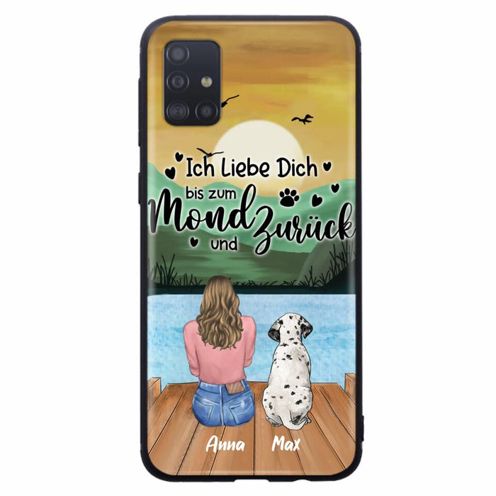 Custom Personalized Dog Mom Phone Case - Gifts For Dog Lover/ Mother's Day With Upto 5 Dogs - Ich Liebe Dich Bis Zum Mond Und Zurück - Case For iPhone And Samsung