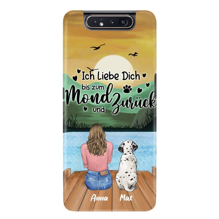 Custom Personalized Dog Mom Phone Case - Gifts For Dog Lover/ Mother's Day With Upto 5 Dogs - Ich Liebe Dich Bis Zum Mond Und Zurück - Case For iPhone And Samsung