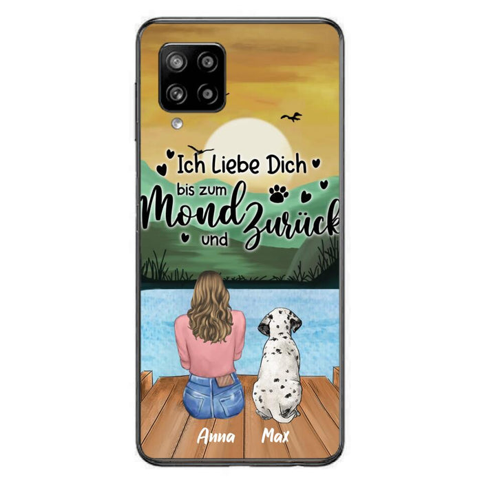 Custom Personalized Dog Mom Phone Case - Gifts For Dog Lover/ Mother's Day With Upto 5 Dogs - Ich Liebe Dich Bis Zum Mond Und Zurück - Case For iPhone And Samsung