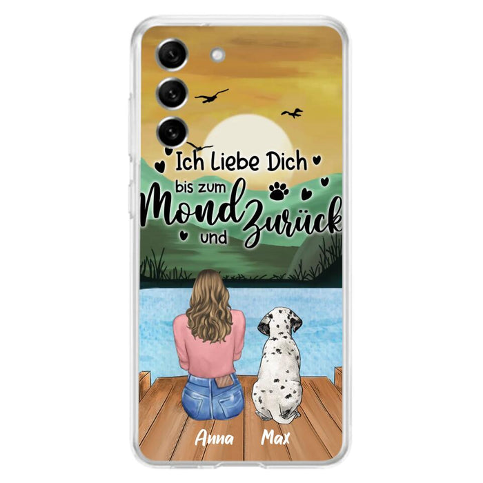 Custom Personalized Dog Mom Phone Case - Gifts For Dog Lover/ Mother's Day With Upto 5 Dogs - Ich Liebe Dich Bis Zum Mond Und Zurück - Case For iPhone And Samsung