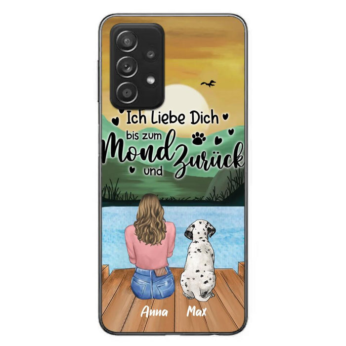 Custom Personalized Dog Mom Phone Case - Gifts For Dog Lover/ Mother's Day With Upto 5 Dogs - Ich Liebe Dich Bis Zum Mond Und Zurück - Case For iPhone And Samsung