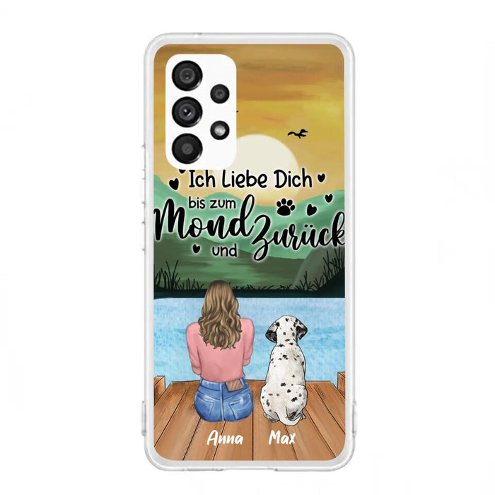 Custom Personalized Dog Mom Phone Case - Gifts For Dog Lover/ Mother's Day With Upto 5 Dogs - Ich Liebe Dich Bis Zum Mond Und Zurück - Case For iPhone And Samsung