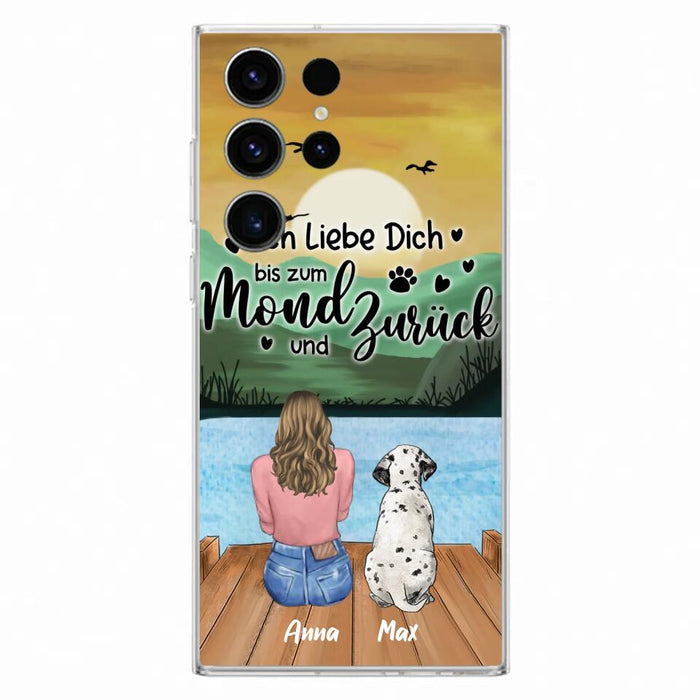 Custom Personalized Dog Mom Phone Case - Gifts For Dog Lover/ Mother's Day With Upto 5 Dogs - Ich Liebe Dich Bis Zum Mond Und Zurück - Case For iPhone And Samsung