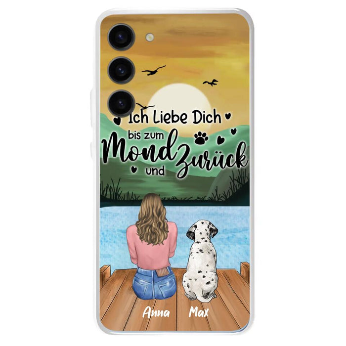 Custom Personalized Dog Mom Phone Case - Gifts For Dog Lover/ Mother's Day With Upto 5 Dogs - Ich Liebe Dich Bis Zum Mond Und Zurück - Case For iPhone And Samsung