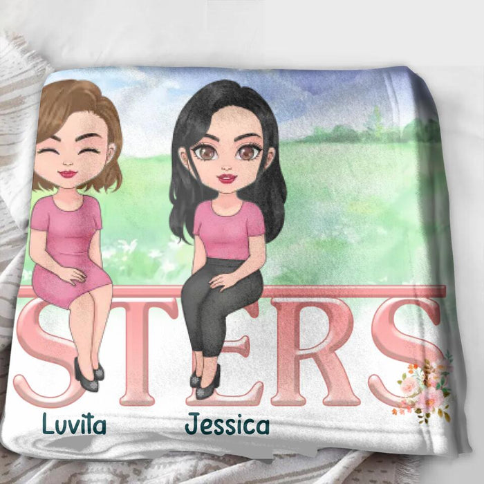 Custom Personalized Sisters Quilt/Single Layer Fleece Blanket - Gift Idea For Sister/Sibling - Upto 4 Sisters - Sisters Give Hope When Life Is Low