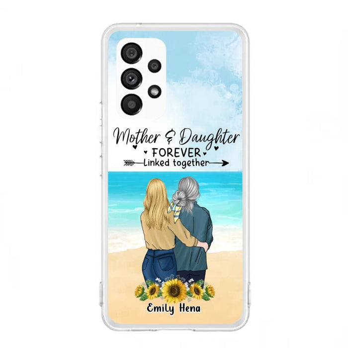 Custom Personalized Mom & Daughter Phone Case - Mother's Day Gift Idea From Daughter - Mother & Daughter Forever Linked Together - Cases For iPhone/Samsung