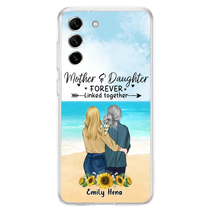 Custom Personalized Mom & Daughter Phone Case - Mother's Day Gift Idea From Daughter - Mother & Daughter Forever Linked Together - Cases For iPhone/Samsung