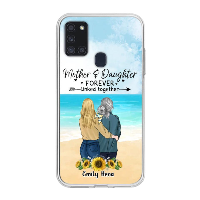 Custom Personalized Mom & Daughter Phone Case - Mother's Day Gift Idea From Daughter - Mother & Daughter Forever Linked Together - Cases For iPhone/Samsung