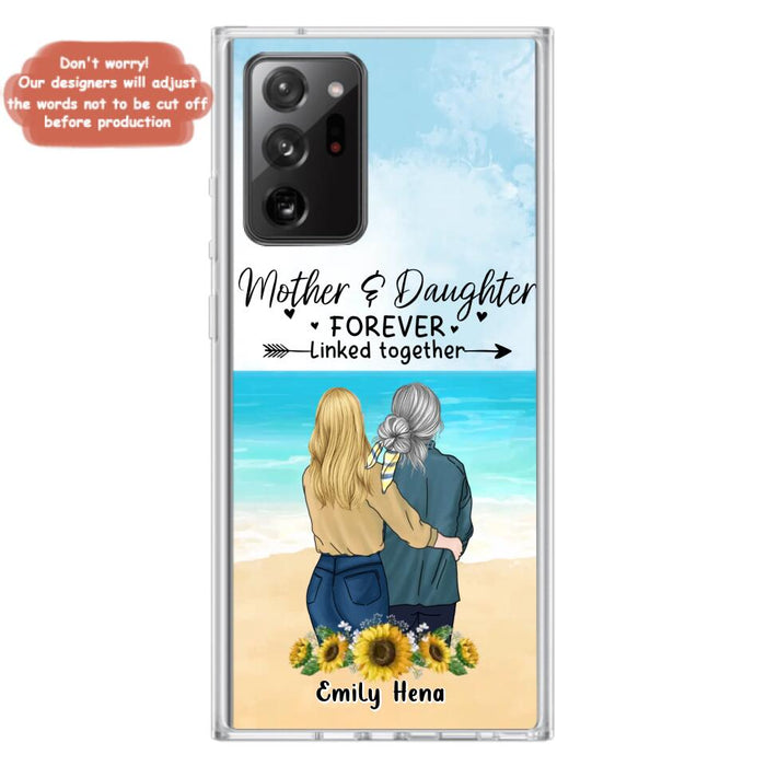 Custom Personalized Mom & Daughter Phone Case - Mother's Day Gift Idea From Daughter - Mother & Daughter Forever Linked Together - Cases For iPhone/Samsung