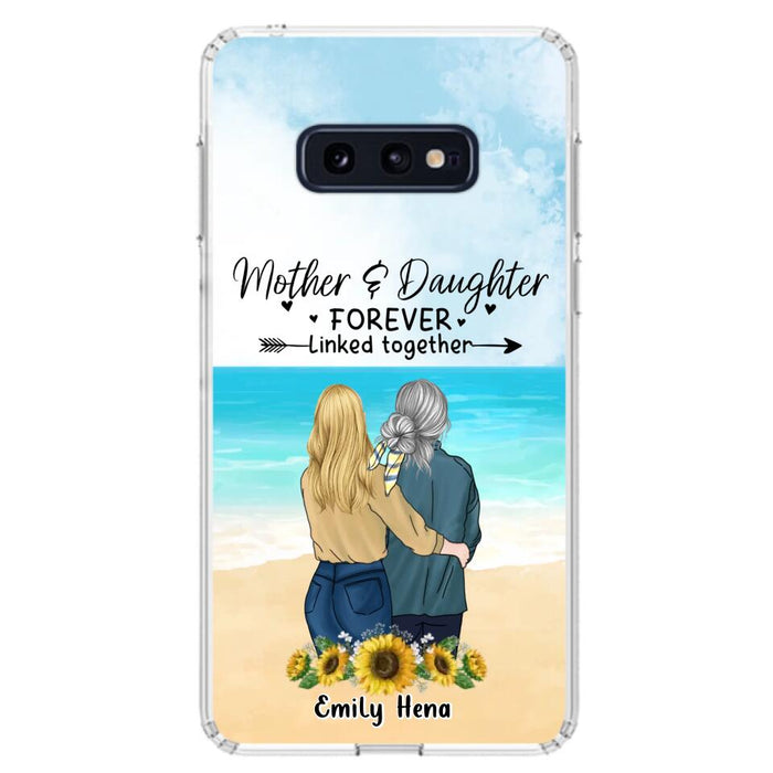 Custom Personalized Mom & Daughter Phone Case - Mother's Day Gift Idea From Daughter - Mother & Daughter Forever Linked Together - Cases For iPhone/Samsung