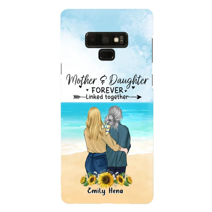 Custom Personalized Mom & Daughter Phone Case - Mother's Day Gift Idea From Daughter - Mother & Daughter Forever Linked Together - Cases For iPhone/Samsung