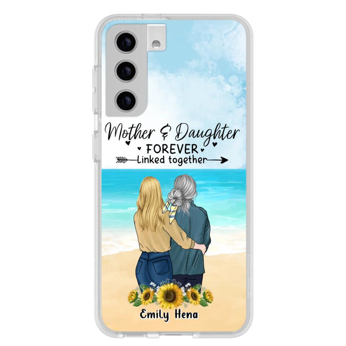 Custom Personalized Mom & Daughter Phone Case - Mother's Day Gift Idea From Daughter - Mother & Daughter Forever Linked Together - Cases For iPhone/Samsung