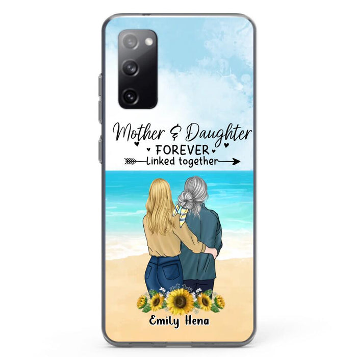 Custom Personalized Mom & Daughter Phone Case - Mother's Day Gift Idea From Daughter - Mother & Daughter Forever Linked Together - Cases For iPhone/Samsung