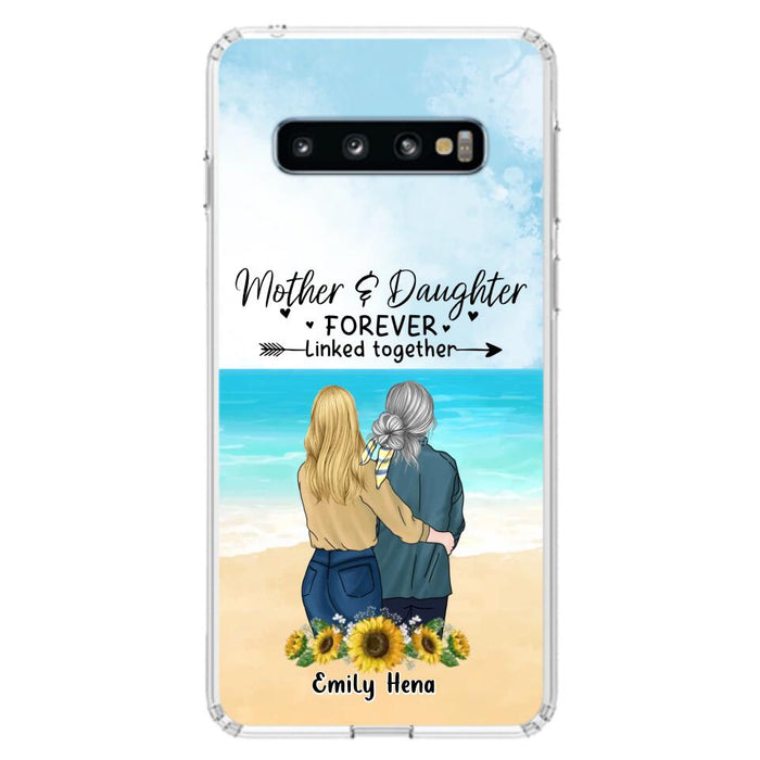 Custom Personalized Mom & Daughter Phone Case - Mother's Day Gift Idea From Daughter - Mother & Daughter Forever Linked Together - Cases For iPhone/Samsung