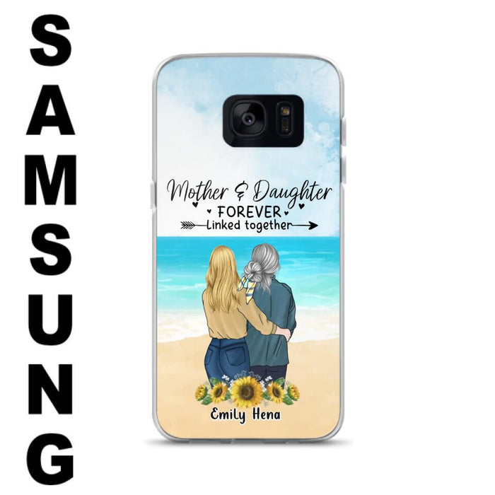 Custom Personalized Mom & Daughter Phone Case - Mother's Day Gift Idea From Daughter - Mother & Daughter Forever Linked Together - Cases For iPhone/Samsung