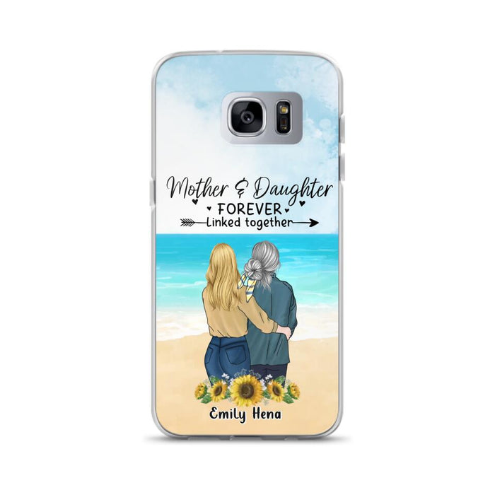 Custom Personalized Mom & Daughter Phone Case - Mother's Day Gift Idea From Daughter - Mother & Daughter Forever Linked Together - Cases For iPhone/Samsung