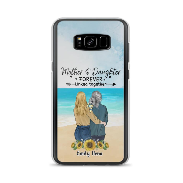 Custom Personalized Mom & Daughter Phone Case - Mother's Day Gift Idea From Daughter - Mother & Daughter Forever Linked Together - Cases For iPhone/Samsung