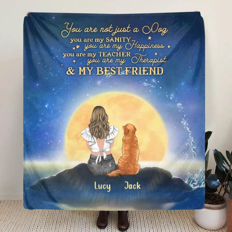Personalized Dog Mom Fleece Throw Blanket/Quilt - Gift Idea For Dog Lover/Mother's Day - Up to 4 Dogs - You Are Not Just A Dog