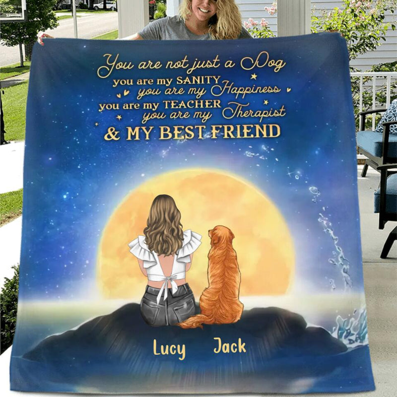 Personalized Dog Mom Fleece Throw Blanket/Quilt - Gift Idea For Dog Lover/Mother's Day - Up to 4 Dogs - You Are Not Just A Dog