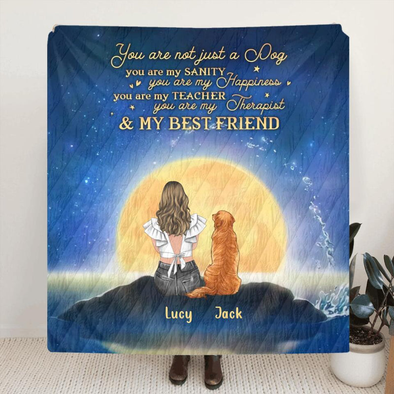 Personalized Dog Mom Fleece Throw Blanket/Quilt - Gift Idea For Dog Lover/Mother's Day - Up to 4 Dogs - You Are Not Just A Dog