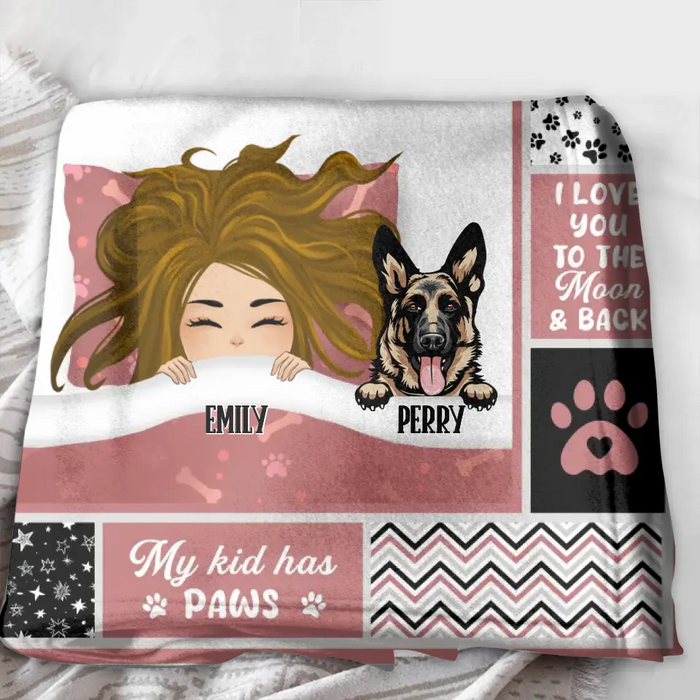 Custom Personalized Dog Mom Single Layer Fleece/ Quilt Blanket - Upto 6 Dogs - Mother's Day Gift Idea For Dog Lover  - Dog Mom's Official Snuggle Blanket