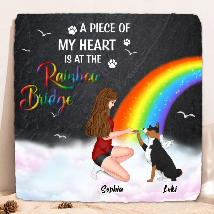 Custom Personalized Dog Mom Lithograph - Memorial Gift Idea for Dog Owners/Mother's Day - A Piece Of My Heart Is At The Rainbow Bridge