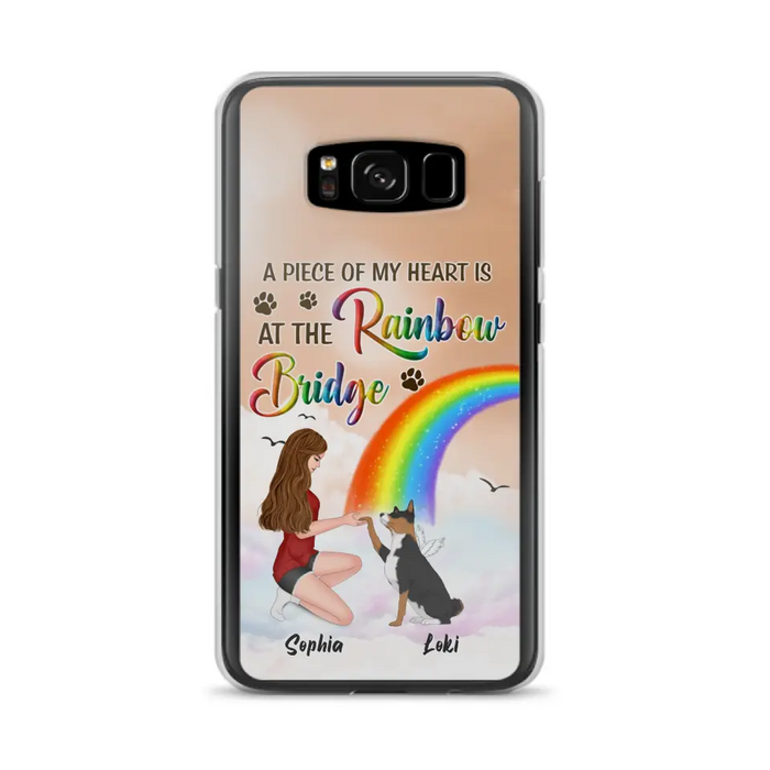 Custom Personalized Dog Mom Phone Case - Memorial Gift Idea for Dog Owners/Mother's Day - A Piece Of My Heart Is At The Rainbow Bridge - Case for iPhone/Samsung