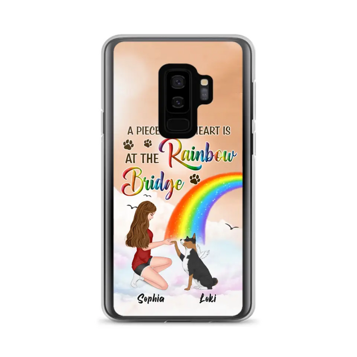 Custom Personalized Dog Mom Phone Case - Memorial Gift Idea for Dog Owners/Mother's Day - A Piece Of My Heart Is At The Rainbow Bridge - Case for iPhone/Samsung