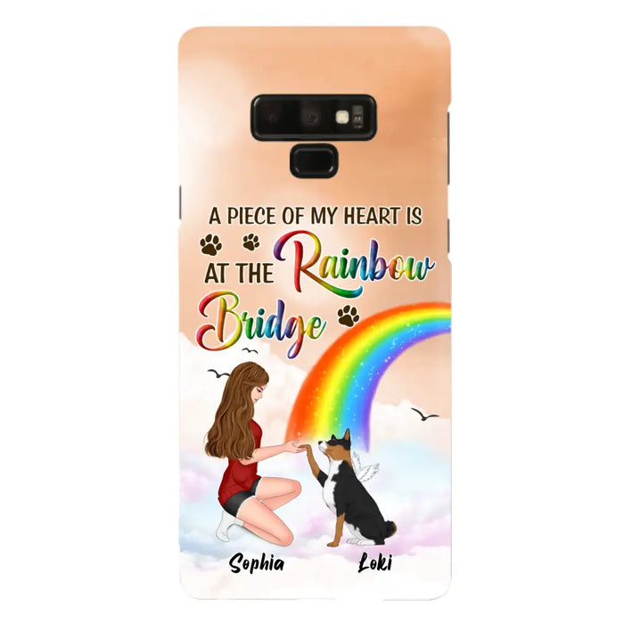 Custom Personalized Dog Mom Phone Case - Memorial Gift Idea for Dog Owners/Mother's Day - A Piece Of My Heart Is At The Rainbow Bridge - Case for iPhone/Samsung