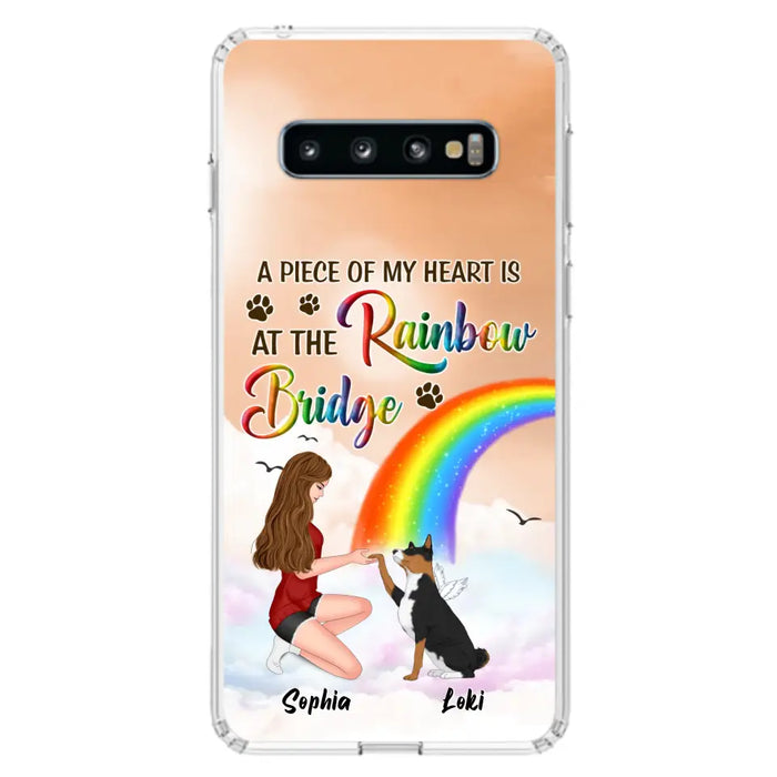 Custom Personalized Dog Mom Phone Case - Memorial Gift Idea for Dog Owners/Mother's Day - A Piece Of My Heart Is At The Rainbow Bridge - Case for iPhone/Samsung