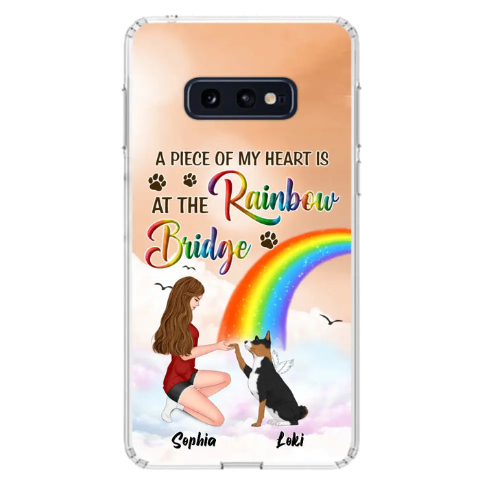 Custom Personalized Dog Mom Phone Case - Memorial Gift Idea for Dog Owners/Mother's Day - A Piece Of My Heart Is At The Rainbow Bridge - Case for iPhone/Samsung