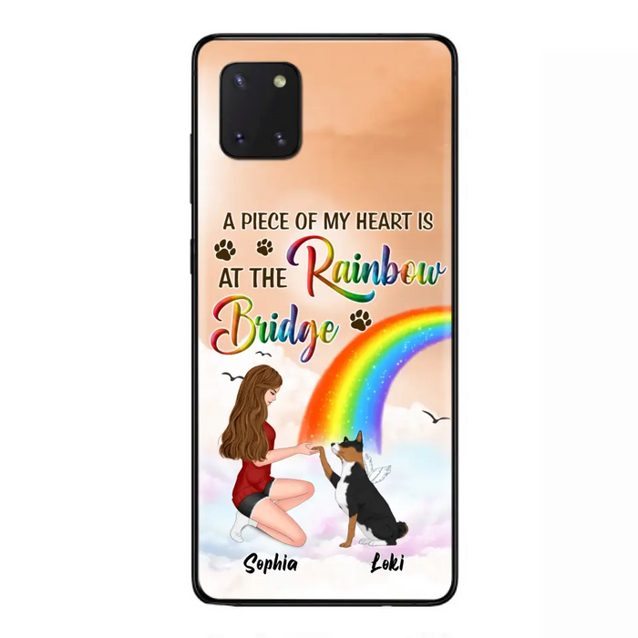 Custom Personalized Dog Mom Phone Case - Memorial Gift Idea for Dog Owners/Mother's Day - A Piece Of My Heart Is At The Rainbow Bridge - Case for iPhone/Samsung