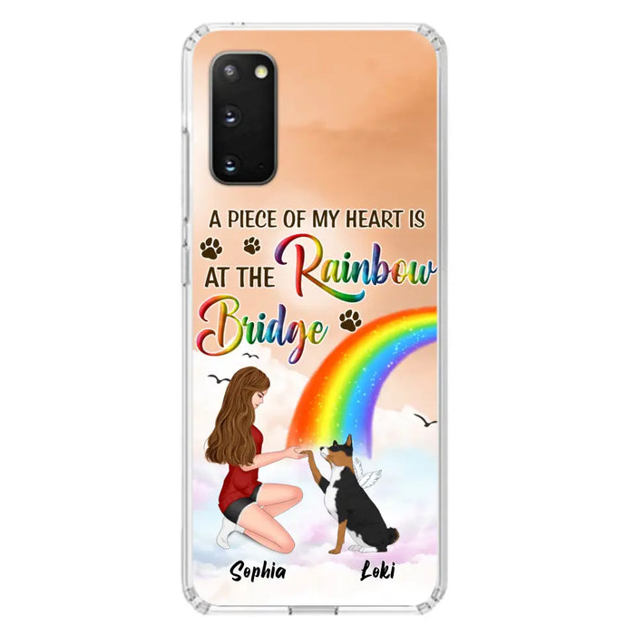 Custom Personalized Dog Mom Phone Case - Memorial Gift Idea for Dog Owners/Mother's Day - A Piece Of My Heart Is At The Rainbow Bridge - Case for iPhone/Samsung