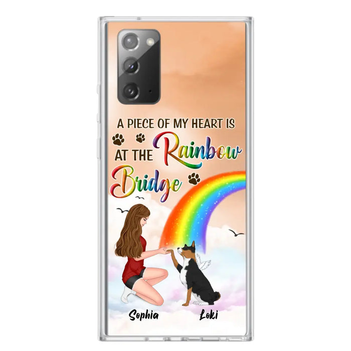 Custom Personalized Dog Mom Phone Case - Memorial Gift Idea for Dog Owners/Mother's Day - A Piece Of My Heart Is At The Rainbow Bridge - Case for iPhone/Samsung