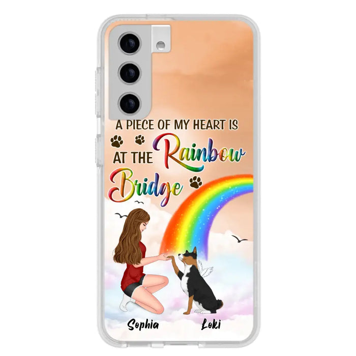 Custom Personalized Dog Mom Phone Case - Memorial Gift Idea for Dog Owners/Mother's Day - A Piece Of My Heart Is At The Rainbow Bridge - Case for iPhone/Samsung