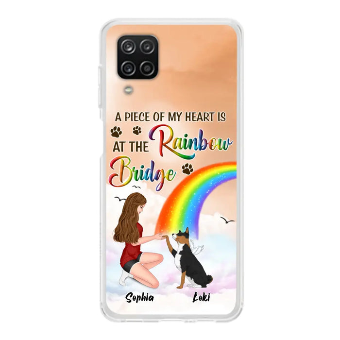 Custom Personalized Dog Mom Phone Case - Memorial Gift Idea for Dog Owners/Mother's Day - A Piece Of My Heart Is At The Rainbow Bridge - Case for iPhone/Samsung