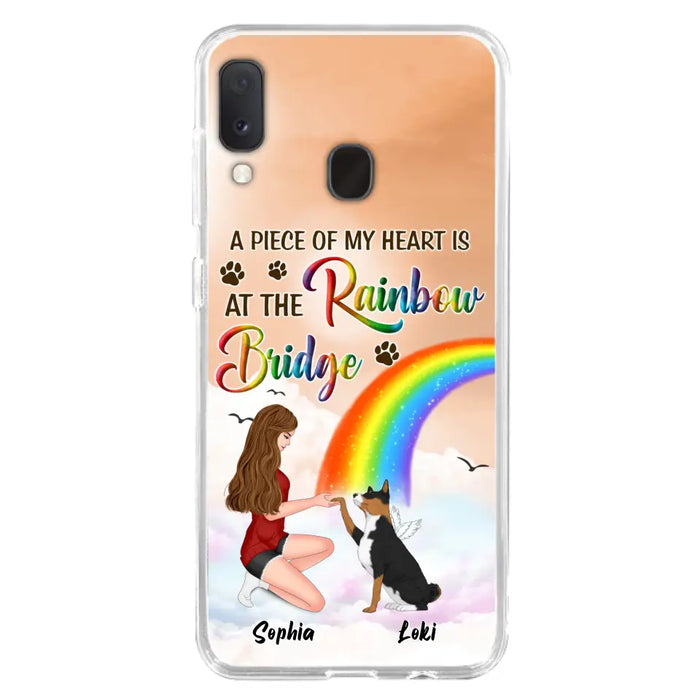 Custom Personalized Dog Mom Phone Case - Memorial Gift Idea for Dog Owners/Mother's Day - A Piece Of My Heart Is At The Rainbow Bridge - Case for iPhone/Samsung