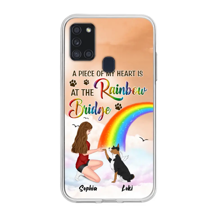 Custom Personalized Dog Mom Phone Case - Memorial Gift Idea for Dog Owners/Mother's Day - A Piece Of My Heart Is At The Rainbow Bridge - Case for iPhone/Samsung