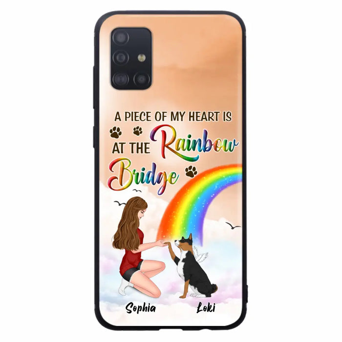 Custom Personalized Dog Mom Phone Case - Memorial Gift Idea for Dog Owners/Mother's Day - A Piece Of My Heart Is At The Rainbow Bridge - Case for iPhone/Samsung