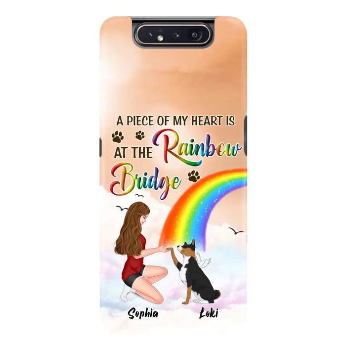 Custom Personalized Dog Mom Phone Case - Memorial Gift Idea for Dog Owners/Mother's Day - A Piece Of My Heart Is At The Rainbow Bridge - Case for iPhone/Samsung