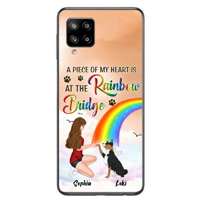 Custom Personalized Dog Mom Phone Case - Memorial Gift Idea for Dog Owners/Mother's Day - A Piece Of My Heart Is At The Rainbow Bridge - Case for iPhone/Samsung