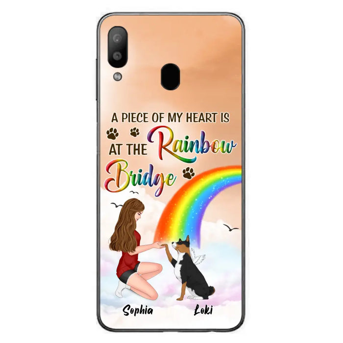 Custom Personalized Dog Mom Phone Case - Memorial Gift Idea for Dog Owners/Mother's Day - A Piece Of My Heart Is At The Rainbow Bridge - Case for iPhone/Samsung