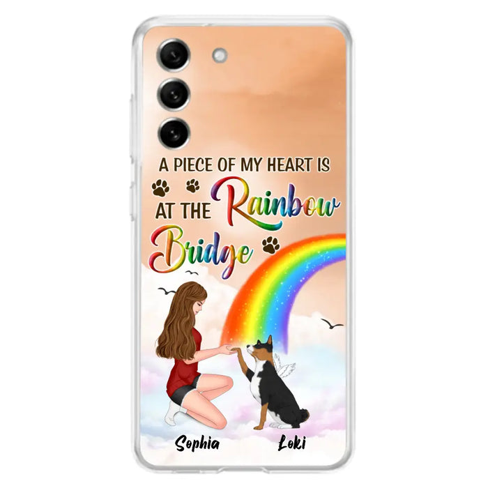 Custom Personalized Dog Mom Phone Case - Memorial Gift Idea for Dog Owners/Mother's Day - A Piece Of My Heart Is At The Rainbow Bridge - Case for iPhone/Samsung