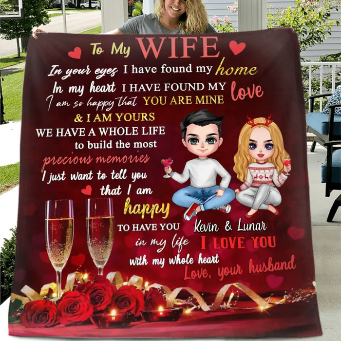 Custom Personalized Couple Fleece/ Quilt Blanket - Gift Idea For Wife/ Girlfriend - To My Wife