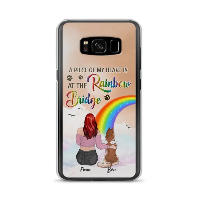 Custom Personalized Memorial Phone Case - Memorial Gift Idea for Dog/Cat Owners/Mother's Day - A Piece Of My Heart Is At The Rainbow Bridge - Case for iPhone/Samsung