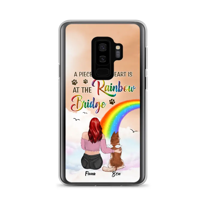 Custom Personalized Memorial Phone Case - Memorial Gift Idea for Dog/Cat Owners/Mother's Day - A Piece Of My Heart Is At The Rainbow Bridge - Case for iPhone/Samsung