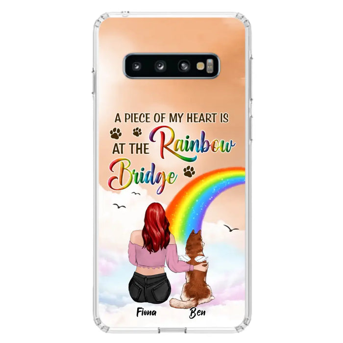 Custom Personalized Memorial Phone Case - Memorial Gift Idea for Dog/Cat Owners/Mother's Day - A Piece Of My Heart Is At The Rainbow Bridge - Case for iPhone/Samsung