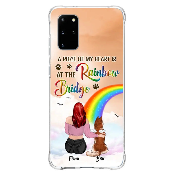 Custom Personalized Memorial Phone Case - Memorial Gift Idea for Dog/Cat Owners/Mother's Day - A Piece Of My Heart Is At The Rainbow Bridge - Case for iPhone/Samsung