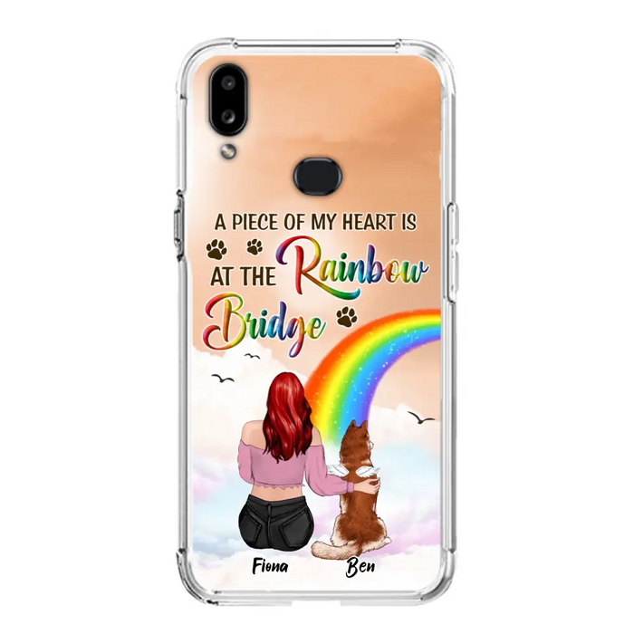 Custom Personalized Memorial Phone Case - Memorial Gift Idea for Dog/Cat Owners/Mother's Day - A Piece Of My Heart Is At The Rainbow Bridge - Case for iPhone/Samsung